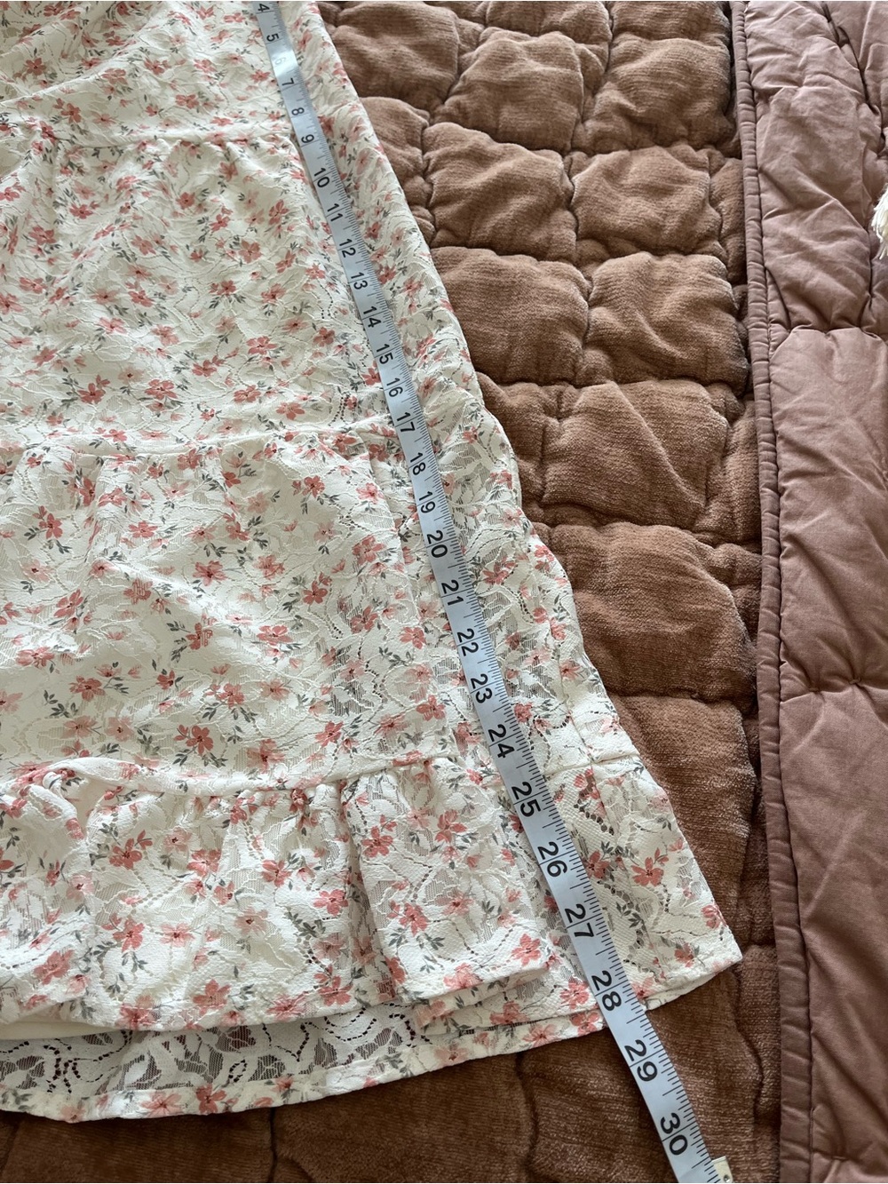 Lush Cream Midi Skirt with Pink Floral Print - Picture 5 of 7
